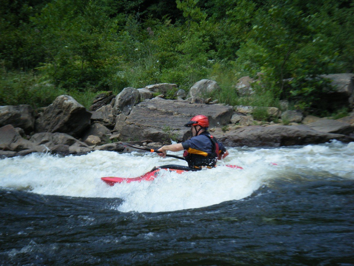 A Keel-Haulers paddler running whitewater in Cheat Canyon in 2012
