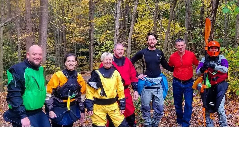 Keel-Haulers paddlers gathered together after a river day